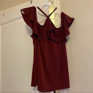Express Maroon off shoulder shirt